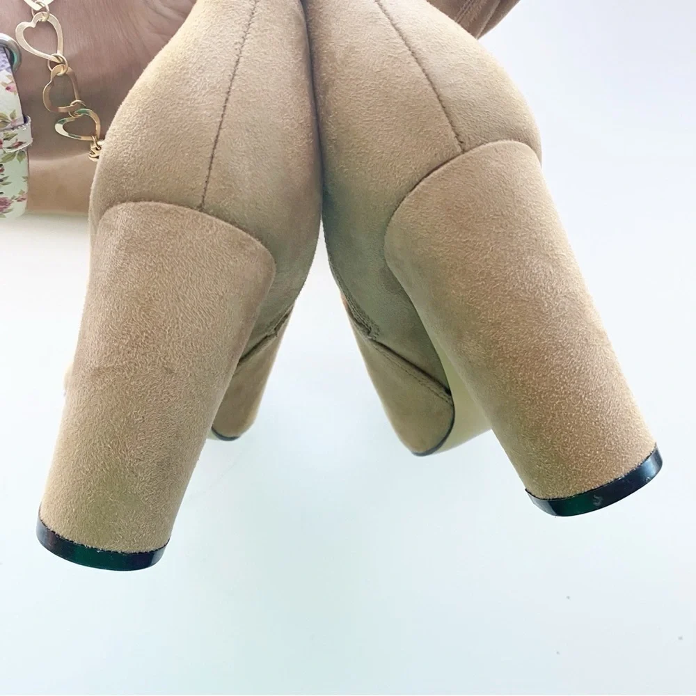 MARC FISHER Garalyn Over The Knee Pointed Toe Boots Natural Tan